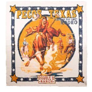 Double D Ranch Pecos Rodeo Scarf-Silk-Cowgirl on Buckin' Bull Print-36"X36"